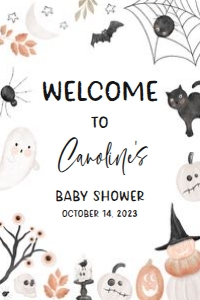 434 Halloween Baby Shower Welcome Sign 24x36: 434 Halloween Baby Shower Welcome Sign