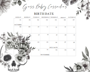 432 Floral Skull Baby Shower Calendar 20x16: 432 Floral Skull Baby Shower Calendar