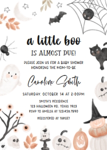434 Halloween Baby Shower Invitation: 434 Halloween Baby Shower Invitation Set