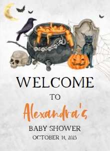 436 Baby is Brewing Halloween Baby Shower Welcome Sign 11x15: 436 Baby is Brewing Halloween Baby Shower Welcome Sign