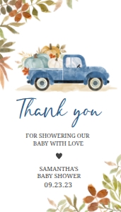 435 Blue Pumpkin Truck Baby Shower Favor Tag design preview