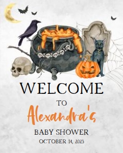 436 Baby is Brewing Halloween Baby Shower Welcome Sign 16x20: 436 Baby is Brewing Halloween Baby Shower Welcome Sign
