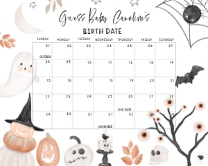 434 Halloween Baby Shower Calendar 10x8: 434 Halloween Baby Shower Calendar