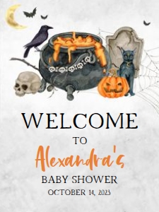 436 Baby is Brewing Halloween Baby Shower Welcome Sign 18x24: 436 Baby is Brewing Halloween Baby Shower Welcome Sign
