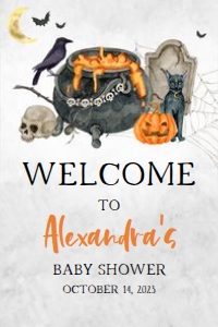 436 Baby is Brewing Halloween Baby Shower Welcome Sign 20x30: 436 Baby is Brewing Halloween Baby Shower Welcome Sign