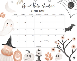 434 Halloween Baby Shower Calendar 20x16: 434 Halloween Baby Shower Calendar