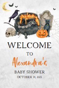 436 Baby is Brewing Halloween Baby Shower Welcome Sign 24x36: 436 Baby is Brewing Halloween Baby Shower Welcome Sign