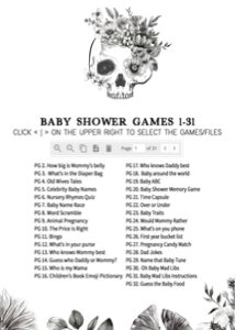 432 Floral Skull Baby Shower Games design preview