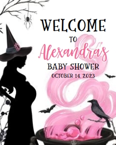 444 Pink Witch a Baby is Brewing Baby Shower Welcome Sign 16x20: 444 Pink Witch a Baby is Brewing Baby Shower Welcome Sign