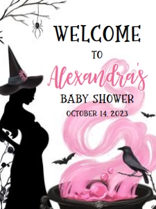 444 Pink Witch a Baby is Brewing Baby Shower Welcome Sign 18x24: 444 Pink Witch a Baby is Brewing Baby Shower Welcome Sign