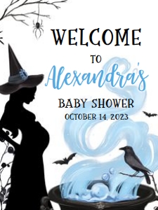 449 Blue Witch a Baby is Brewing Halloween Baby Shower Welcome Sign 18x24: 449 Blue Witch a Baby is Brewing Halloween Baby Shower Welcome Sign