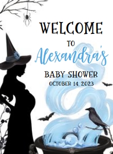449 Blue Witch a Baby is Brewing Halloween Baby Shower Welcome Sign 11x15: 449 Blue Witch a Baby is Brewing Halloween Baby Shower Welcome Sign
