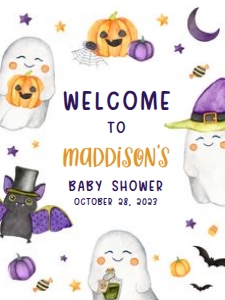 451 A Little Boo Ghost Baby Shower Welcome Sign 18x24: 451 A Little Boo Ghost Baby Shower Welcome Sign