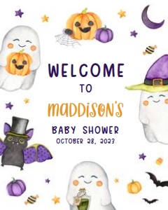 451 A Little Boo Ghost Baby Shower Welcome Sign 16x20: 451 A Little Boo Ghost Baby Shower Welcome Sign