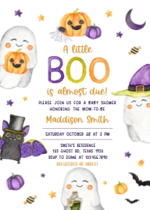 451 A Little Boo Ghost Baby Shower Invitation: 451 A Little Boo Ghost Baby Shower Invitation