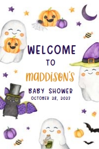 451 A Little Boo Ghost Baby Shower Welcome Sign 24x36: 451 A Little Boo Ghost Baby Shower Welcome Sign