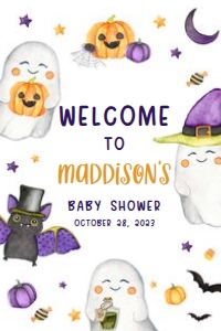 451 A Little Boo Ghost Baby Shower Welcome Sign 20x30: 451 A Little Boo Ghost Baby Shower Welcome Sign