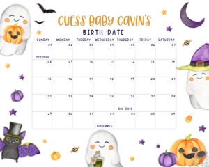 451 A Little Boo Ghost Baby Shower Calendar 20x16: 451 A Little Boo Ghost Baby Shower Calendar