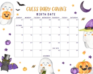 451 A Little Boo Ghost Baby Shower Calendar 10x8: 451 A Little Boo Ghost Baby Shower Calendar