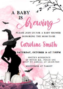 452 A Baby is Brewing Witch Baby Shower Invitation: 452 A Baby is Brewing Witch Baby Shower Invitation