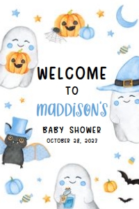 459 Blue A Little Boo Ghost Baby Shower Welcome Sign 20x30: 459 Blue A Little Boo Ghost Baby Shower Welcome Sign