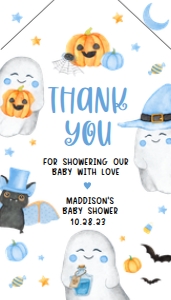 459 Blue A Little Boo Ghost Baby Shower Favor Tag with Line: 459 Blue A Little Boo Ghost Baby Shower Favor Tag
