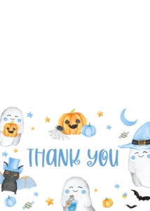 459 Blue A Little Boo Ghost Baby Shower Thank You Card: 459 Blue A Little Boo Ghost Baby Shower Invitation Set