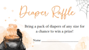 469 Orange A Baby is Brewing Baby Shower Diaper Raffle: 469 Orange A Baby is Brewing Baby Shower Invitation Set