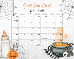 489 Orange A Baby is Brewing Baby Bottle Baby Shower Calendar 10x8: 489 Orange A Baby is Brewing Baby Bottle Baby Shower Calendar