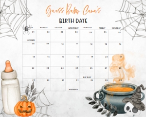 489 Orange A Baby is Brewing Baby Bottle Baby Shower Calendar 20x16: 489 Orange A Baby is Brewing Baby Bottle Baby Shower Calendar