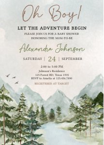 497 Let the Adventure Begin Baby Shower Invitation design preview