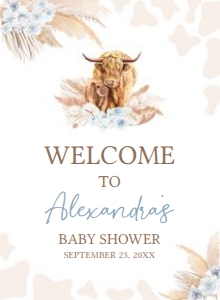 505 Blue Holy Cow Baby Shower Welcome Sign 11x15: 505 Blue Holy Cow Baby Shower Welcome Sign