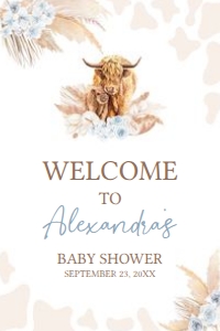 505 Blue Holy Cow Baby Shower Welcome Sign 20x30: 505 Blue Holy Cow Baby Shower Welcome Sign