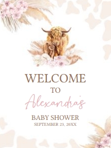 509 Pink Holy Cow Baby Shower Welcome Sign 18x24: 509 Pink Holy Cow Baby Shower Welcome Sign