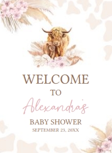 509 Pink Holy Cow Baby Shower Welcome Sign 11x15: 509 Pink Holy Cow Baby Shower Welcome Sign