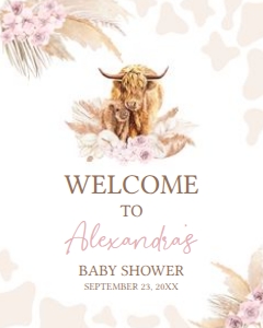 509 Pink Holy Cow Baby Shower Welcome Sign 16x20: 509 Pink Holy Cow Baby Shower Welcome Sign