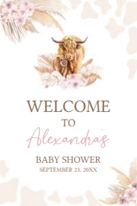 509 Pink Holy Cow Baby Shower Welcome Sign 20x30: 509 Pink Holy Cow Baby Shower Welcome Sign