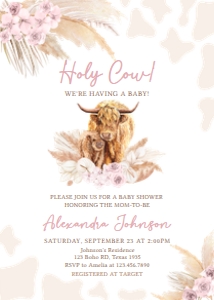 509 Pink Holy Cow Baby Shower Invitation: 509 Pink Holy Cow Baby Shower Invitation