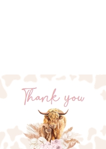 509 Pink Holy Cow Baby Shower Thank You Card: 509 Pink Holy Cow Baby Shower Invitation Set