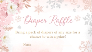 520 Pink Snowflakes Baby Shower Diaper Raffle: 520 Pink Snowflakes Baby Shower Invitation Set