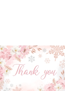 520 Pink Snowflakes Baby Shower Thank You Card: 520 Pink Snowflakes Baby Shower Invitation Set