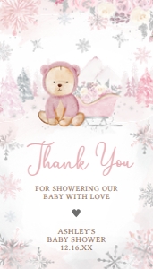 521 Pink Winter Bear Baby Shower Favor Tag: 521 Pink Winter Bear Baby Shower Mega Bundle