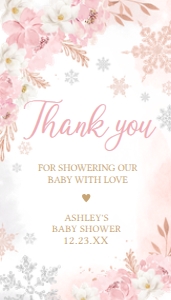 520 Pink Snowflakes Baby Shower Favor Tag design preview