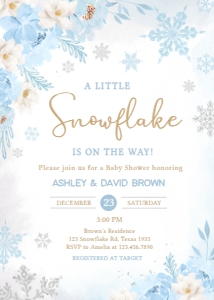 523 Blue Snowflakes Baby Shower Invitation: 523 Blue Snowflakes Baby Shower Invitation