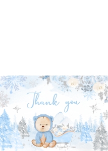 522 Blue Winter Bear Baby Shower Thank You Card: 522 Blue Winter Bear Baby Shower Invitation Set