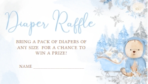 522 Blue Winter Bear Baby Shower Diaper Raffle: 522 Blue Winter Bear Baby Shower Invitation Set