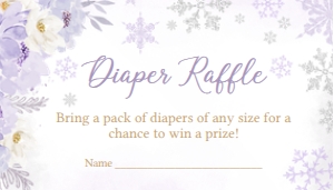 525 Purple Snowflakes Baby Shower Diaper Raffle: 525 Purple Snowflakes Baby Shower Invitation Set