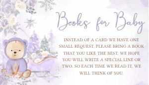 524 Purple Winter Bear Baby Shower Books for Baby: 524 Purple Winter Bear Baby Shower Invitation Set
