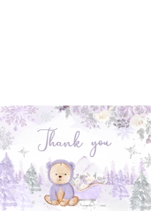 524 Purple Winter Bear Baby Shower Thank You Card: 524 Purple Winter Bear Baby Shower Invitation Set
