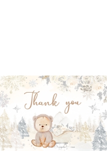 527 White Winter Bear Baby Shower Thank You Card: 527 White Winter Bear Baby Shower Invitation Set